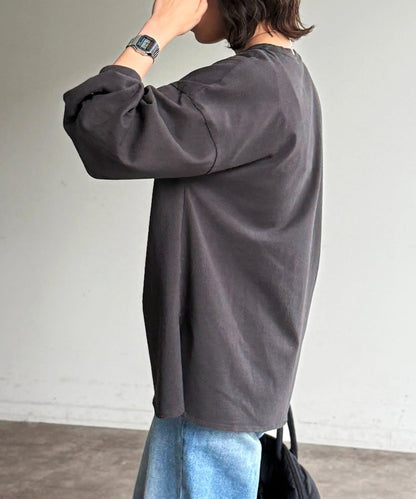 線花刺繡貼章長袖T恤