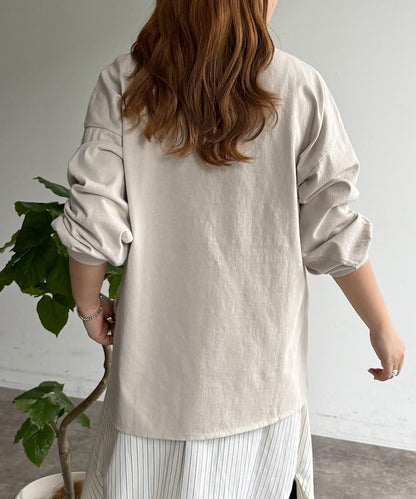 線花刺繡貼章長袖T恤