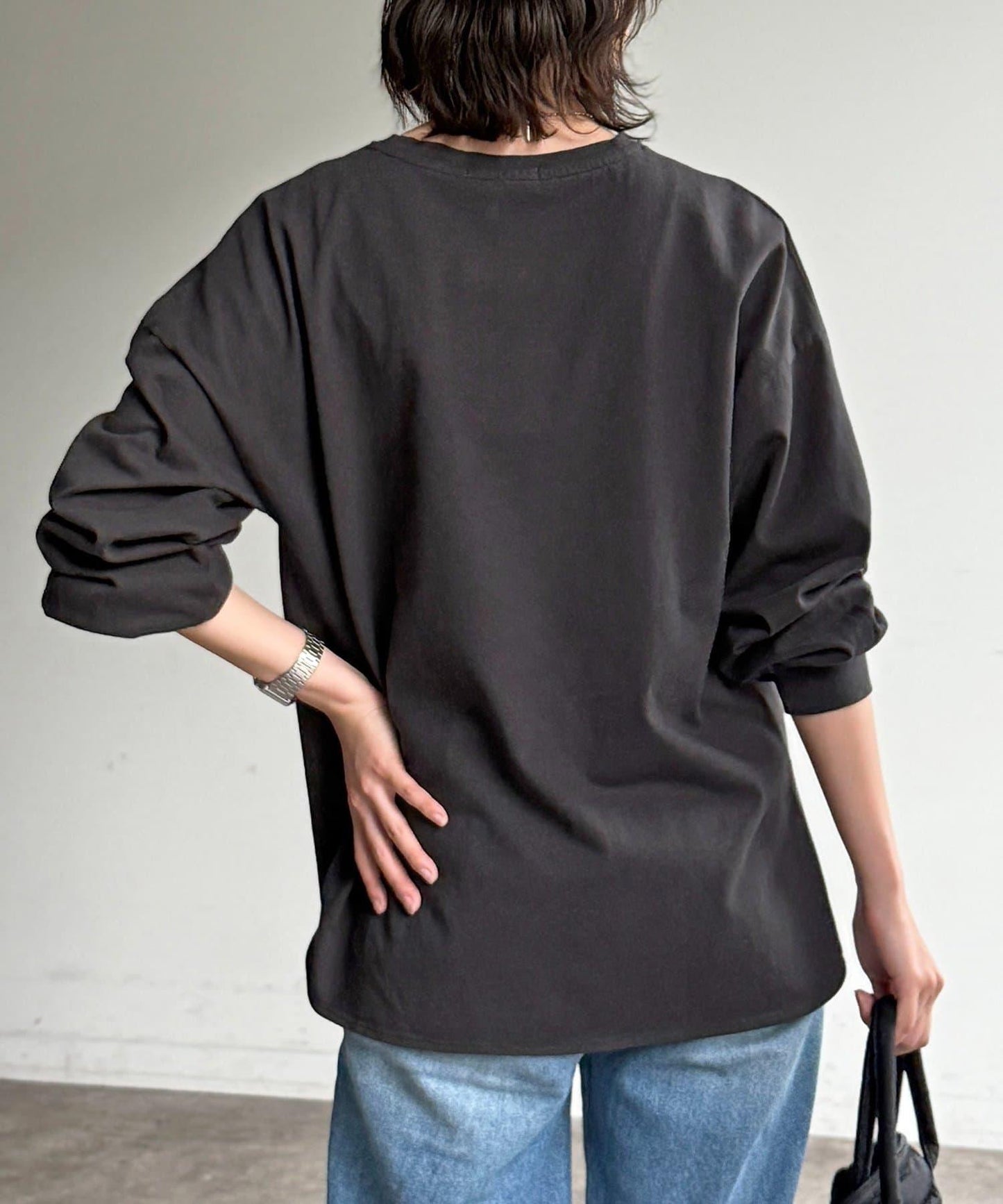 線花刺繡貼章長袖T恤