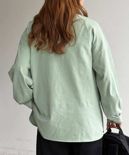 線花刺繡貼章長袖T恤