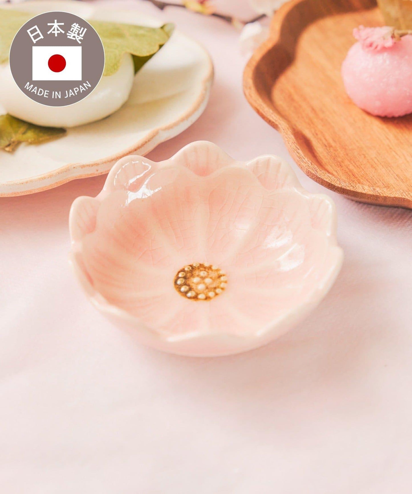 貫入玻璃花紋 茶與糰子圖案 9cm 小碟