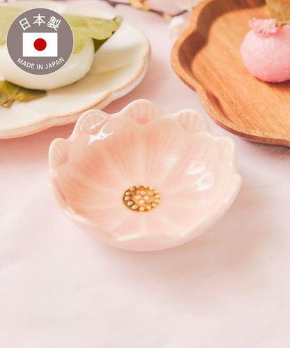 貫入玻璃花紋 茶與糰子圖案 9cm 小碟