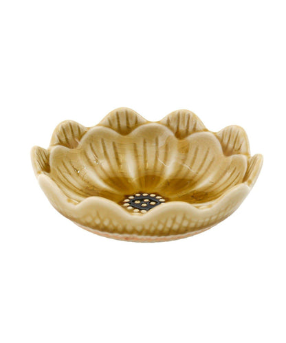 貫入玻璃花紋 茶與糰子圖案 9cm 小碟