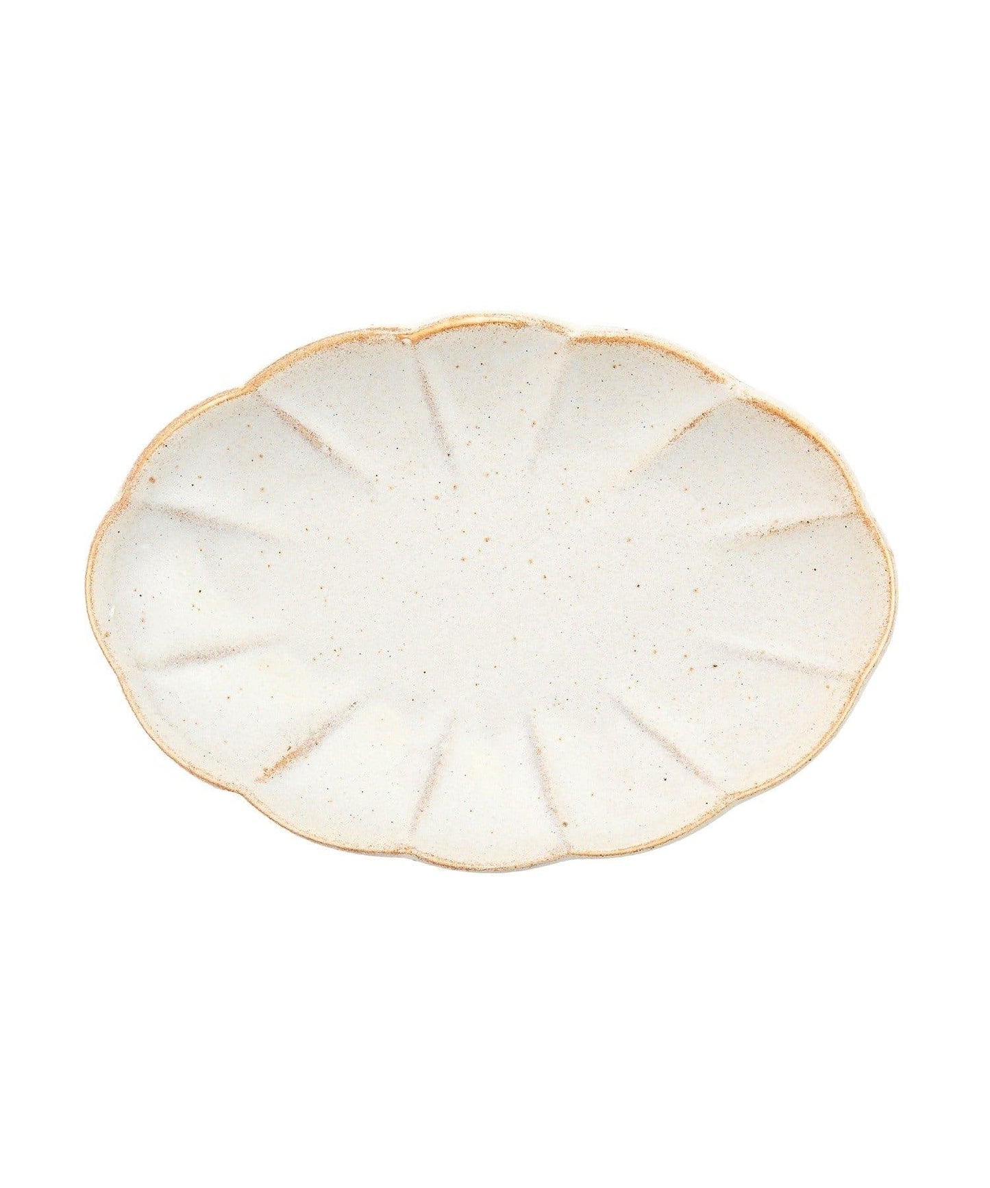 橢圓菊紋 17cm 茶與糰子圖案 盤