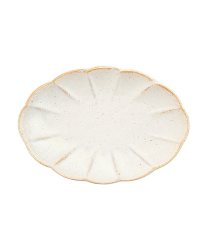 橢圓菊紋 17cm 茶與糰子圖案 盤