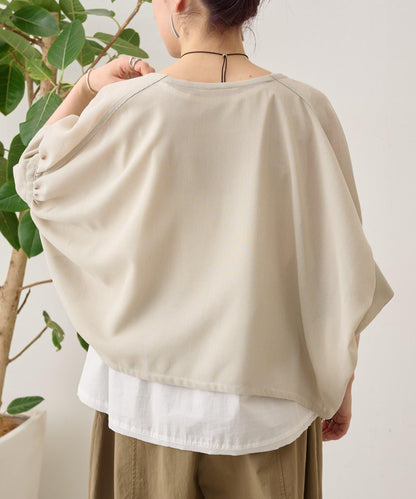 透紗褶皺蝙蝠袖外搭開衫