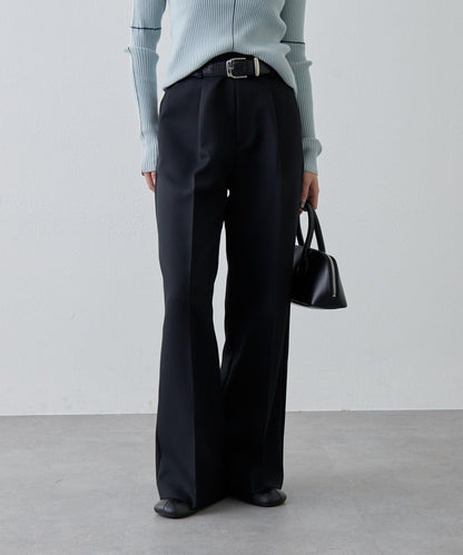 彈力斜紋闊腿褲