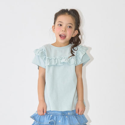 100%棉 速幹防曬 不易變形 可前後兩穿 A字廓形 荷葉邊 長款T恤