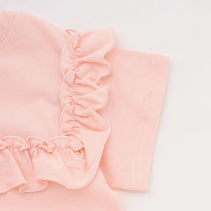 100%棉 速幹防曬 不易變形 可前後兩穿 A字廓形 荷葉邊 長款T恤