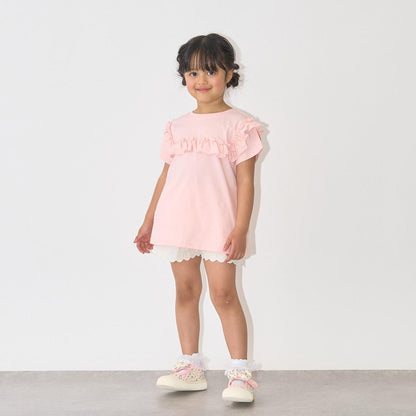 100%棉 速幹防曬 不易變形 可前後兩穿 A字廓形 荷葉邊 長款T恤