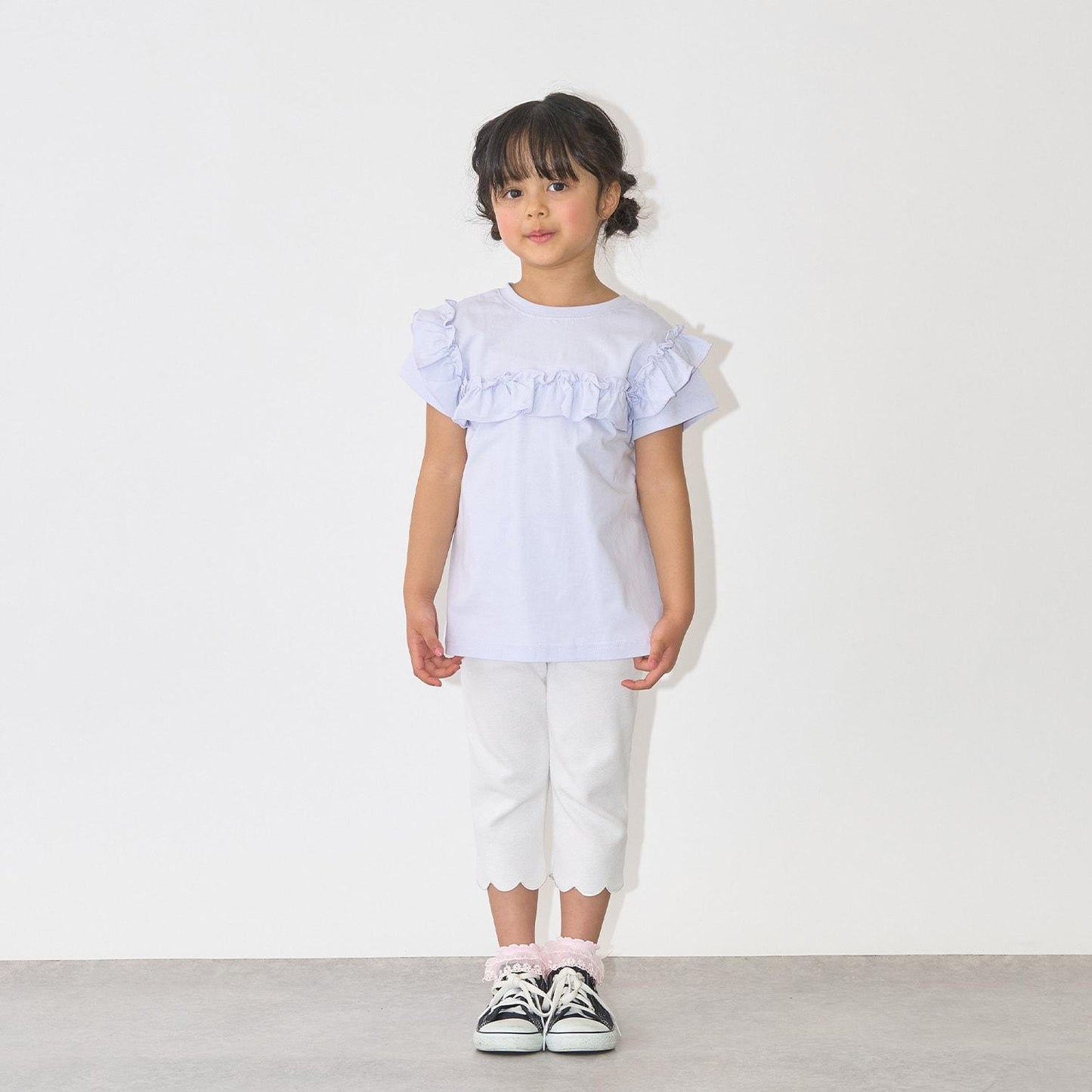 100%棉 速幹防曬 不易變形 可前後兩穿 A字廓形 荷葉邊 長款T恤