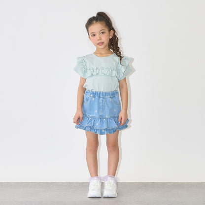 100%棉 速幹防曬 不易變形 可前後兩穿 A字廓形 荷葉邊 長款T恤