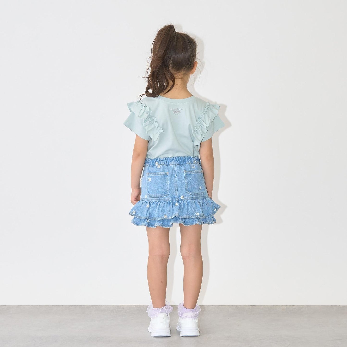 100%棉 速幹防曬 不易變形 可前後兩穿 A字廓形 荷葉邊 長款T恤