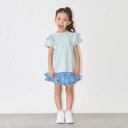 100%棉 速幹防曬 不易變形 可前後兩穿 A字廓形 荷葉邊 長款T恤