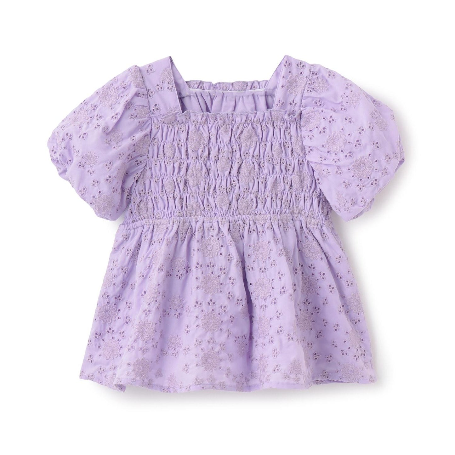 棉質蕾絲 泡泡袖 抽褶 女襯衫