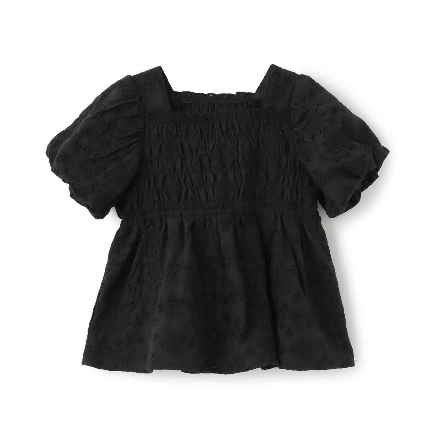 棉質蕾絲 泡泡袖 抽褶 女襯衫