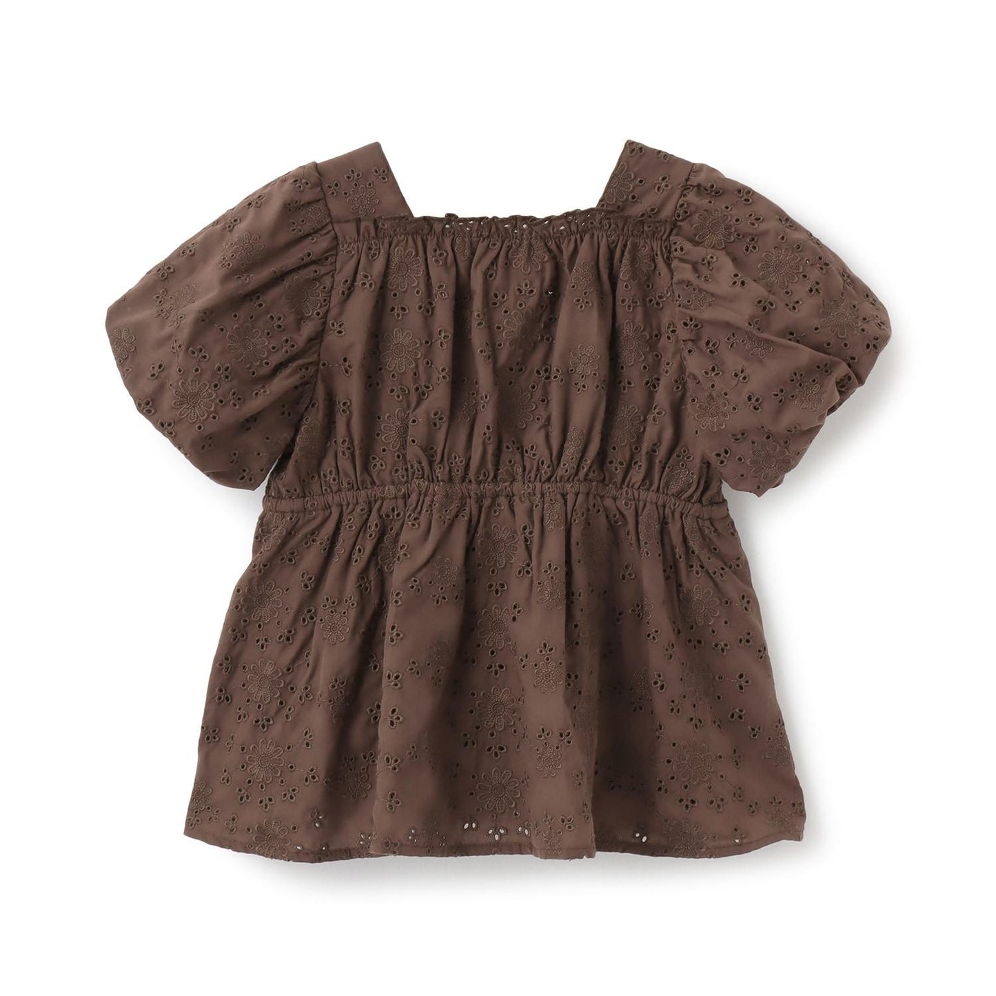 棉質蕾絲 泡泡袖 抽褶 女襯衫