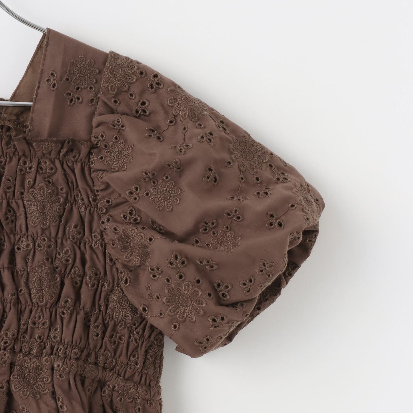 棉質蕾絲 泡泡袖 抽褶 女襯衫