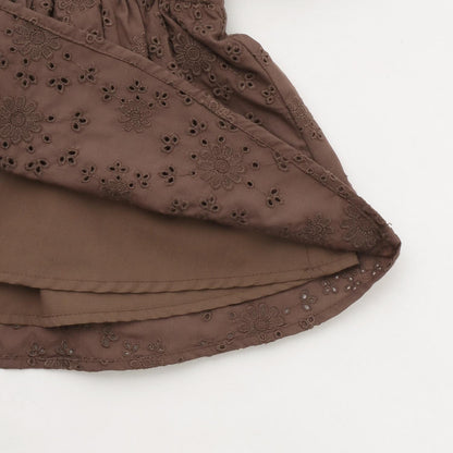 棉質蕾絲 泡泡袖 抽褶 女襯衫