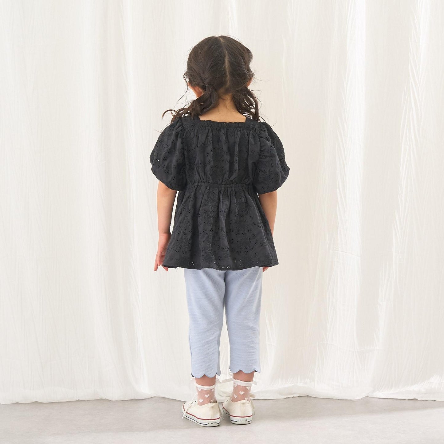 棉質蕾絲 泡泡袖 抽褶 女襯衫