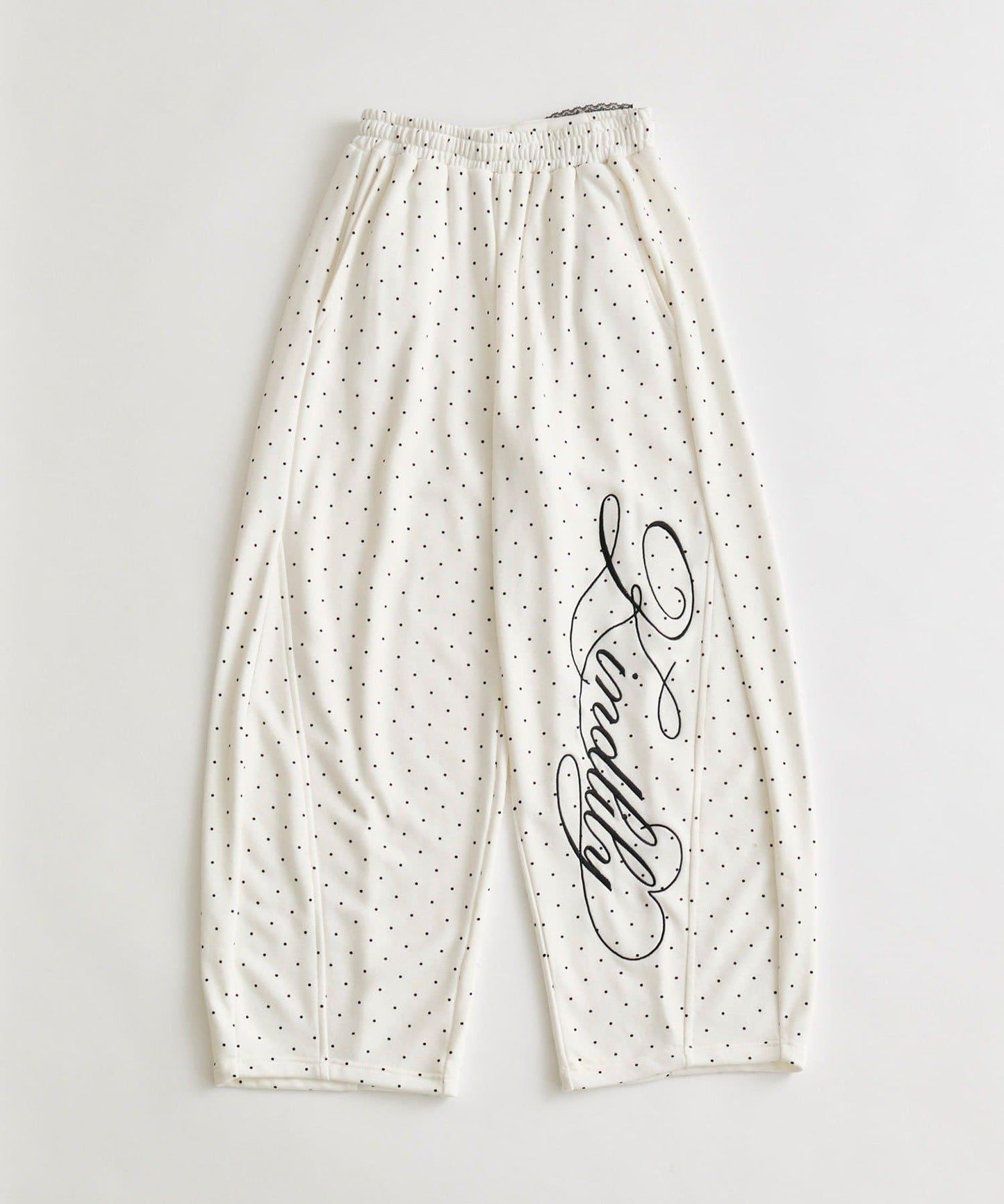 刺繡字母 大蝴蝶結 彈力 休閒褲