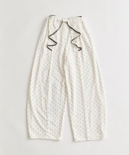 刺繡字母 大蝴蝶結 彈力 休閒褲