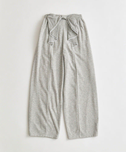 刺繡字母 大蝴蝶結 彈力 休閒褲