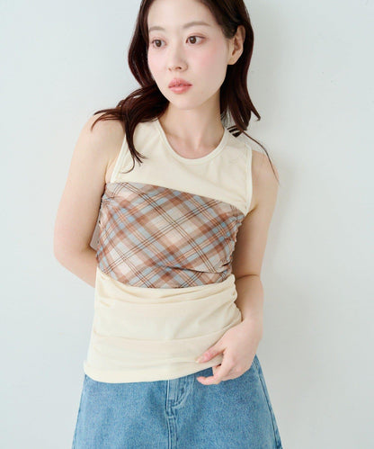 多色方格圖案絲巾