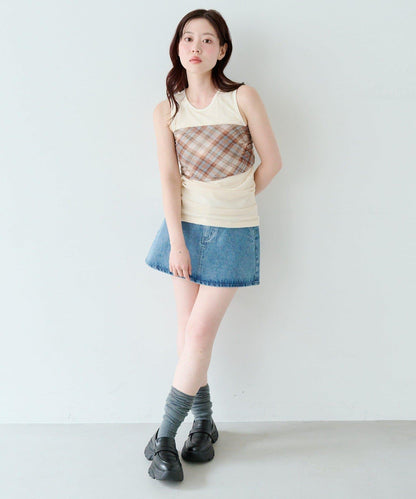 多色方格圖案絲巾