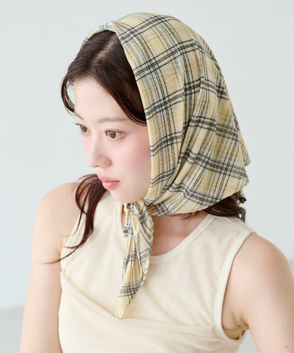 多色方格圖案絲巾
