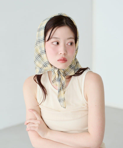 多色方格圖案絲巾