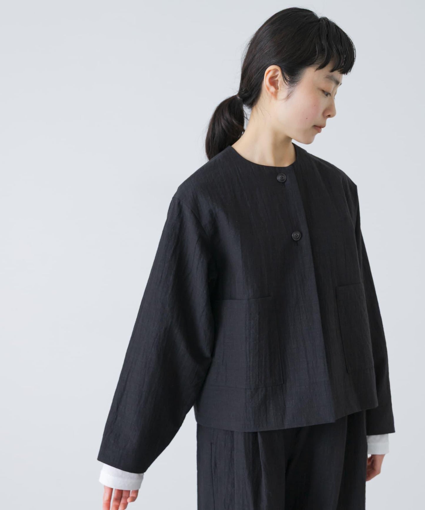 可成套搭配 無領 短款夾克