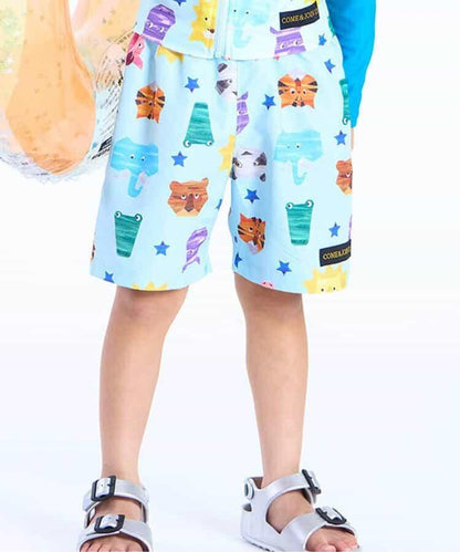 動物剪紙圖案 平角 防曬 泳褲