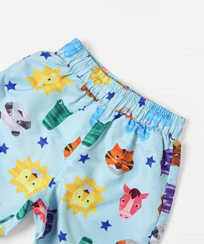 動物剪紙圖案 平角 防曬 泳褲