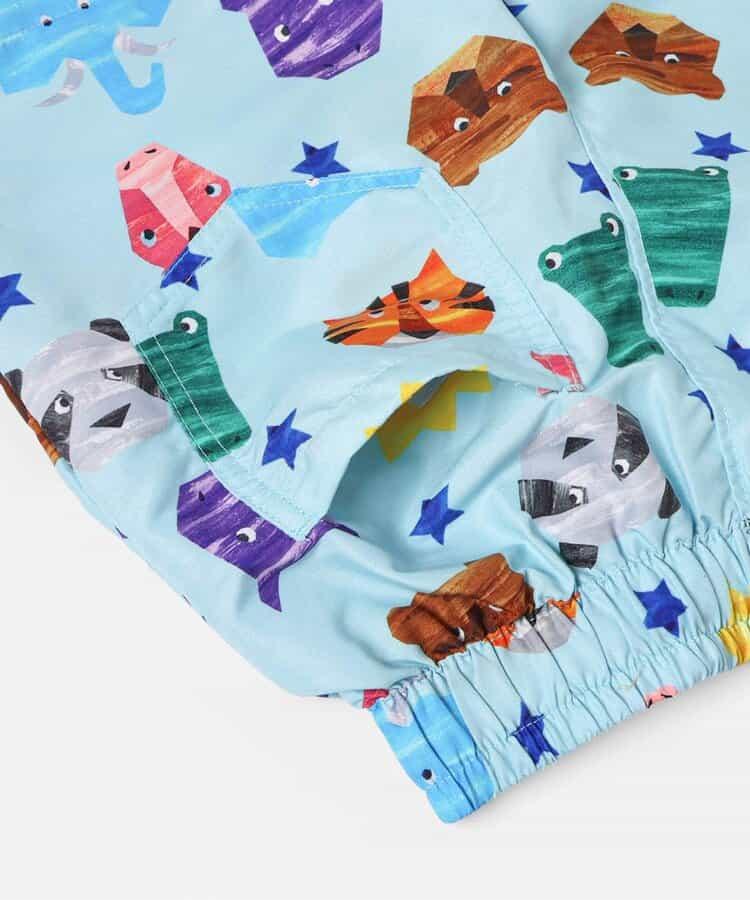 動物剪紙圖案 平角 防曬 泳褲