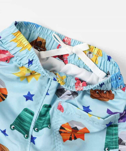 動物剪紙圖案 平角 防曬 泳褲