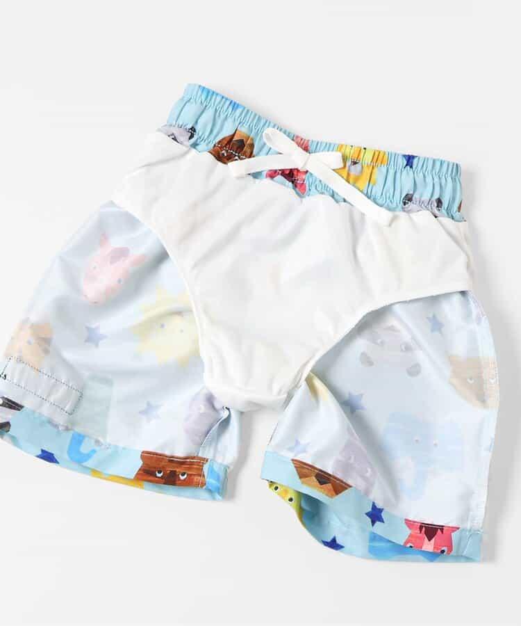 動物剪紙圖案 平角 防曬 泳褲