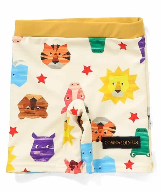 動物剪紙圖案 平角 防曬 泳褲