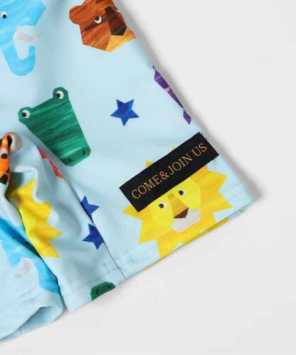 動物剪紙圖案 平角 防曬 泳褲