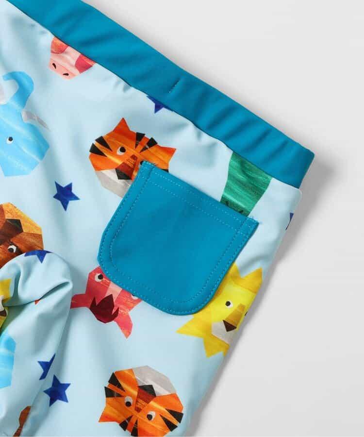 動物剪紙圖案 平角 防曬 泳褲