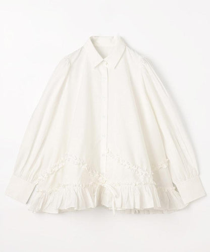 荷葉邊下襬設計 frill hem long sleeve shirts 長袖襯衫