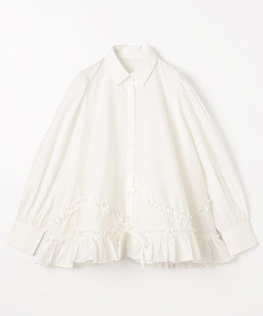 荷葉邊下襬設計 frill hem long sleeve shirts 長袖襯衫