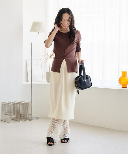 花朵蕾絲打底褲＋半身裙套裝