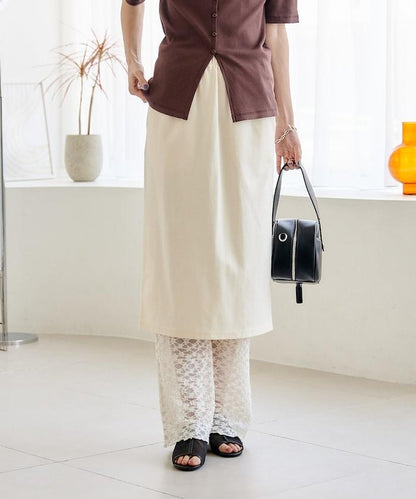 花朵蕾絲打底褲＋半身裙套裝