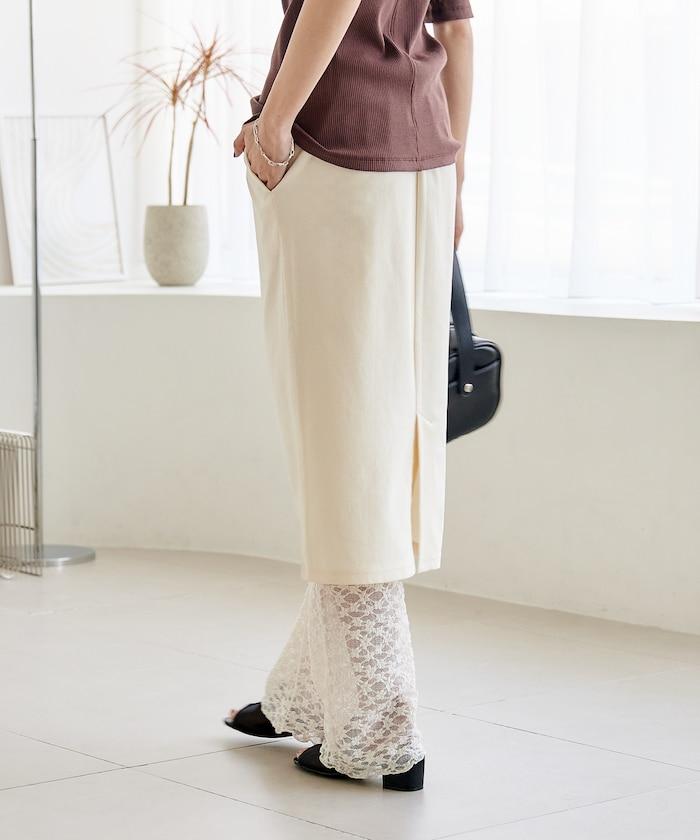 花朵蕾絲打底褲＋半身裙套裝