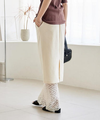 花朵蕾絲打底褲＋半身裙套裝