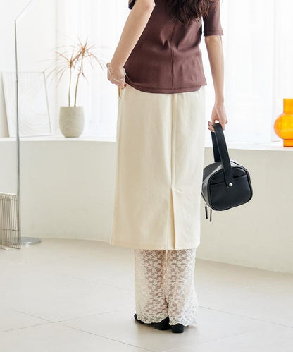 花朵蕾絲打底褲＋半身裙套裝