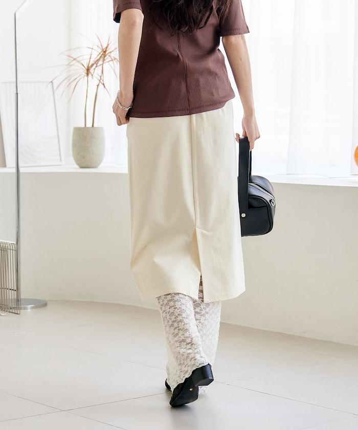 花朵蕾絲打底褲＋半身裙套裝