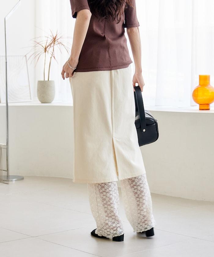 花朵蕾絲打底褲＋半身裙套裝