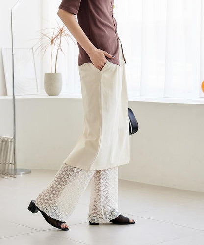 花朵蕾絲打底褲＋半身裙套裝